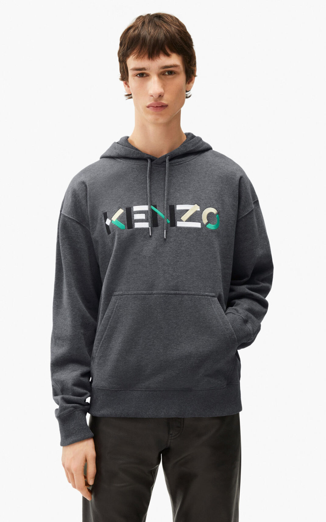 Sweat A Capuche Kenzo Homme Logo oversized Grise WGNXH-4095